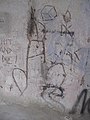 Čeština: Vyrytý penis na vlakové zastávce Klučov. Okres Kolín, Česká republika. English: Carved penis on a train station in Klučov, Kolín District, Czech Republic.