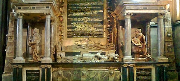 Detail of monument to Edward Seymour in Salisbury Cathedral