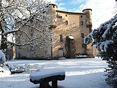 Château de Volhac sous la neige.