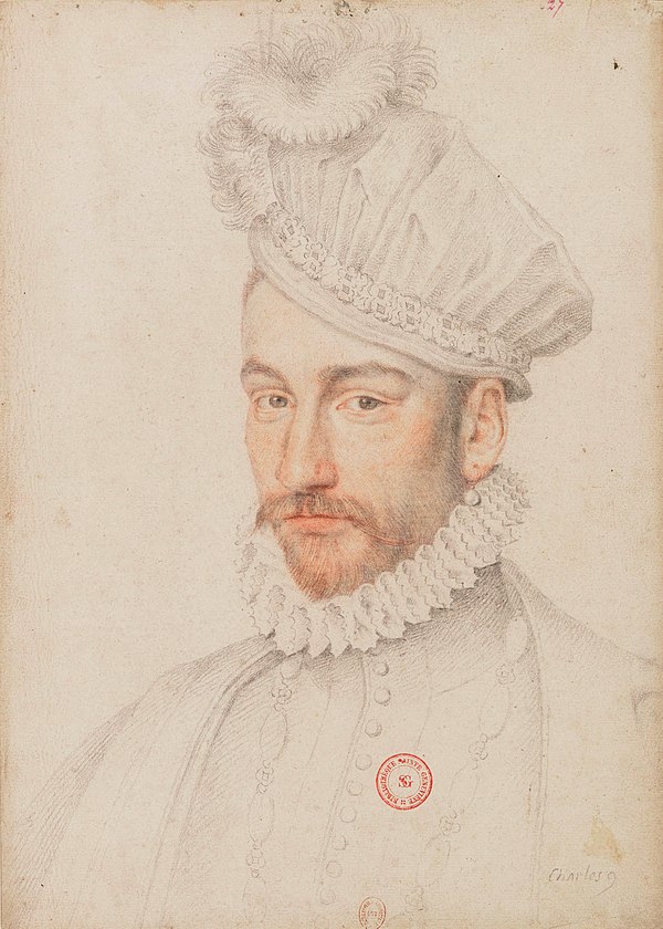 Chalk portrait of Charles IX by François Clouet, c. 1570