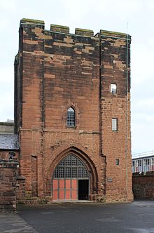 The Agricola Tower at Chester Castle was built as the main entrance to the castle c.1200. Chester Castle (6).jpg