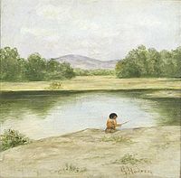 Child Fishing along a River