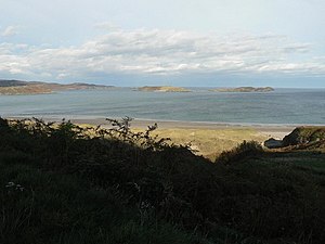 Tongue Bay seen from the southeast.  In the center of the picture: The Rabbit Islands