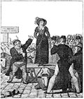 A contemporary French print on the English custom of Wife selling.