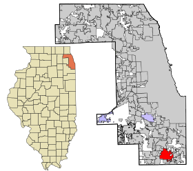 Cook County Illinois incorporated and unincorporated areas Chicago Heights highlighted.svg