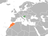 Location map for Croatia and Morocco.