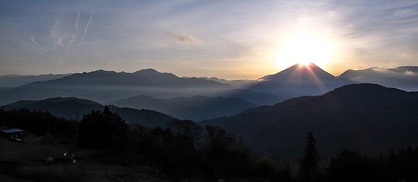 "Diamond Fuji" taken from the mountains of Yamanashi prefecture