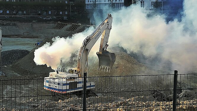 Diesel pollution, excavator