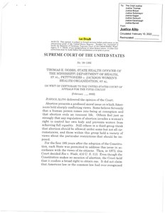 Dobbs v. Jackson Women's Health Organization - Court opinion draft, February 2022.pdf