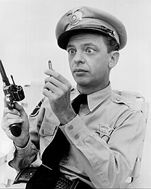 Prototypical confused deputy Barney Fife Don Knotts Barney and the bullet Andy Griffith Show.jpg