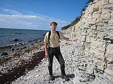 Dr. Olev Vinn at Mustjala Cliff, Saaremaa, Estonia (2008).jpg
