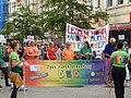 Bei einer Kundgebung von Homosexuellen in Oldenburg.