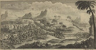 Invasion of Santiago de los Caballeros by Pierre-Paul Tarin de Cussy. El ataque de Santiago de los Caballeros por los franceses en 1690.jpg