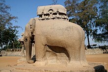 Elephant carved out of a single-stone Elephant mpuram.jpg