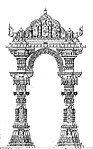 రుద్ర మహాలయ ఆలయం దగ్గర కీర్తి సంభం కళాకృతి. ఆల్లా వుద్దీన్ ఖిల్జీ దీనిని నాశనం చేశాడు.