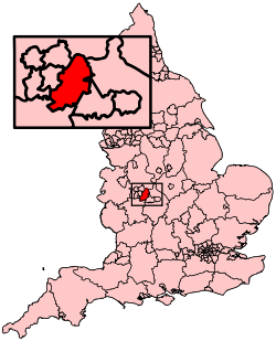 Birmingham shown within England and the West Midlands