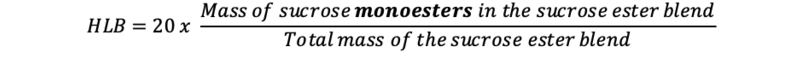 File:Equation HLB of sucrose esters emulsifiers from Griffin's scale.png