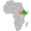 Location map for Ethiopia and South Sudan.