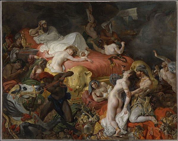 Eugène Delacroix. The Death of Sardanapalus. Oil on canvas. 12 ft 1 in x 16 ft 3 in. Louvre.