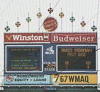 Morman's name on the Comiskey Park scoreboard