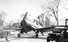 A 14 Sqn F4U-1 on Bougainville, 1944. F4U-1 14 Sqn RNZAF on Bougainville 1944.jpg