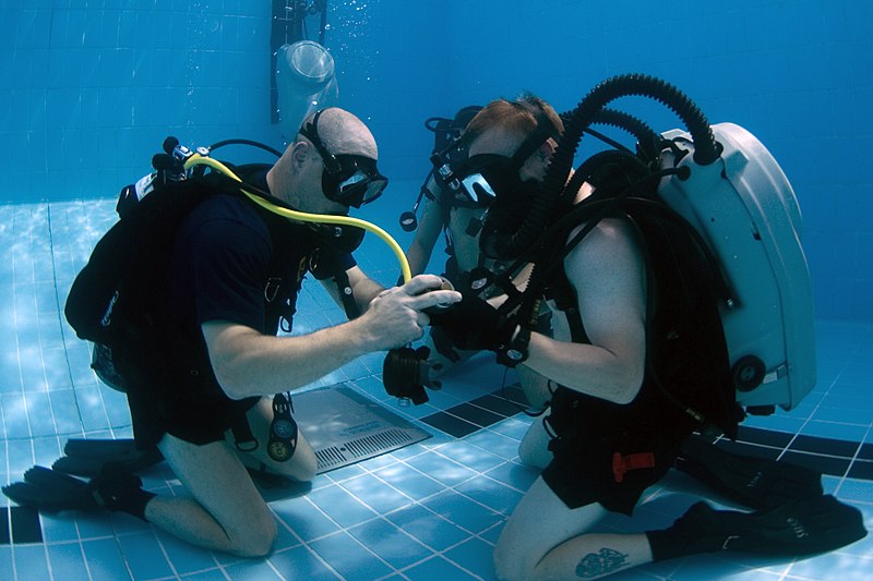 File:Flickr - Official U.S. Navy Imagery - Navy Divers check their gauges during a training dive..jpg