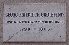 Göttinger Gedenktafel für Georg Friedrich Grotefend (Gotmarstraße 8)