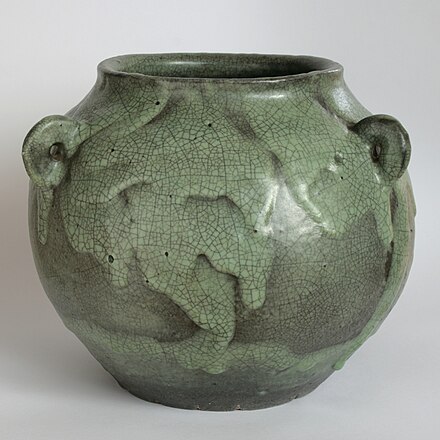 Ceramic ware covered with celadon glaze, by Wanda Golakowska, Poland, 2nd half of 20th century
