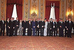 Berlusconi's government during the oath. Governo Berlusconi IV.jpg