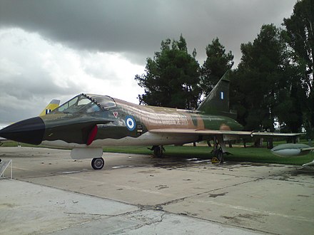 A Hellenic Air Force TF-102A Delta Dagger at the Hellenic Air Force Museum, at Dekeleia AFB. Shows vortex generators added to canopy to prevent buffet