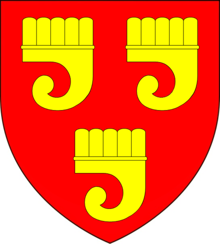 Arms of Grenville: Gules, three clarions or GrenvilleArms ModernClarions.png