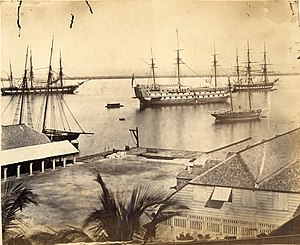 H.M.S. Aboukir Yamaykaning Port-Royal shahrida. taxminan 1865.jpg