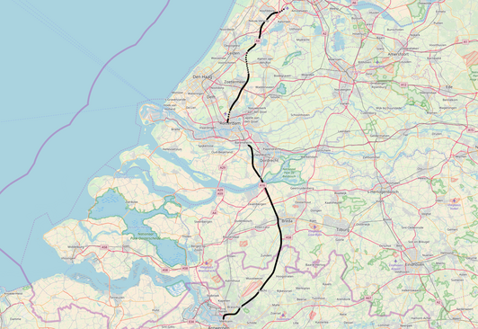 Hogesnelheidslijn Schiphol - Antwerpen op de kaart