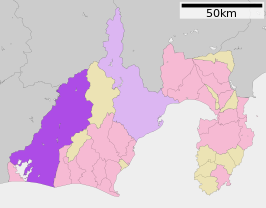 Situering van Hamamatsu in de prefectuur Shizuoka