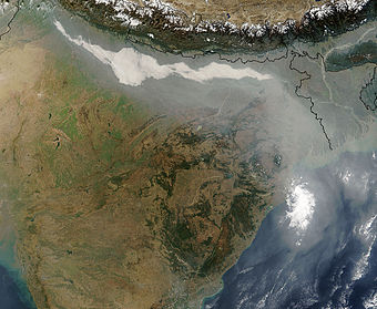 Clouds of thick haze and smoke may form over the Ganges river basin.