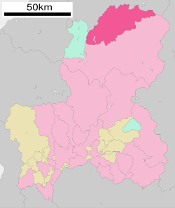 Hida okulunun Gifu Prefecture şehrindeki konumu