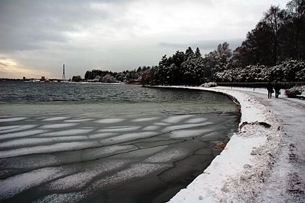 Lapinlahti Bay, frozen over in winter