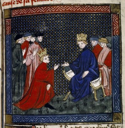 Philip III of Navarre doing hommage to Philip VI of France for his French lands
