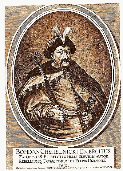 Hetman Bohdan Khmelnytsky established an independent Cossack state after the 1648 uprising against Poland.