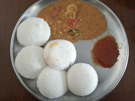'Idlis' or steamed rice cakes are popular because they are easy to cook and easy to digest.