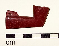 Protohistoric Catlinite pipe bowl, probably Ioway, from the Wanampito site. Iowa catlinite pipe wanampito.jpg