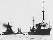 Japanese cruiser Tatsuta in 1927 with Nagato and Mutsu