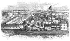 Jarvis Hospital was built on the grounds of Old Steuart Hall (visible bottom right) at the outbreak of the Civil War. Jarvis hospital.jpg