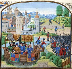 Richard 2. mødes med oprørerne den 14. juni 1381. Illustreret på en miniature fra en udgave fra 1470'erne af Jean Froissarts Chronicles.
