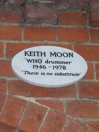 Moon's plaque at Golders Green Crematorium
