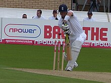 Pietersen bowled for 9 in the first Test v Pakistan at Trent Bridge July 2010 Kevin Pietersen Trent Bridge.JPG