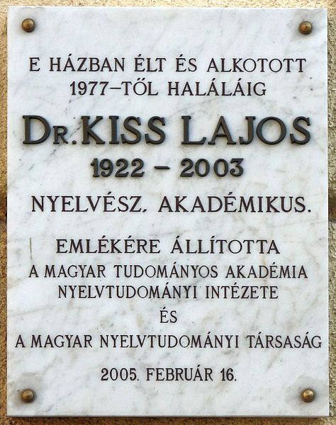 File:Kiss Lajos plaque (Budapest-11 Kemenes u 6).jpg