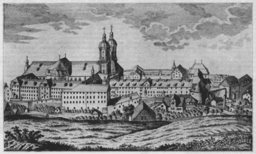 Den nybyggda klosteranläggningen på en framställning från 1769
