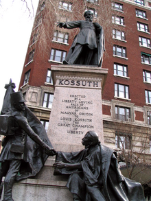 A statue of Lajos Kossuth stands on 113th Street and Riverside Drive in Manhattan, New York City Lajos-Kossuth-New-York-City.png