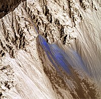 A landslide in the Martian crater Zunil. Landslide on Mars.jpg